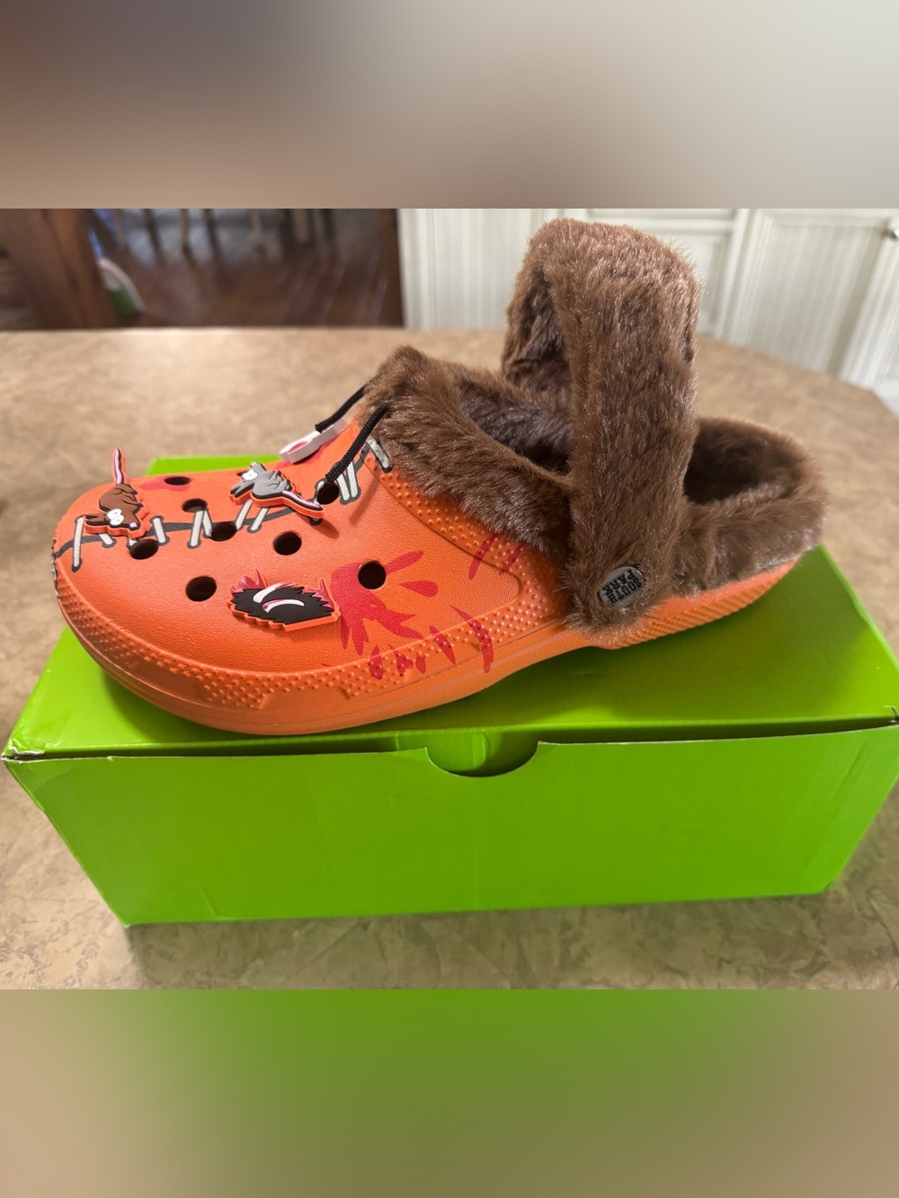 South Park CROCS Kids Orange Faux-Fur Lined Clog with Brown Lining